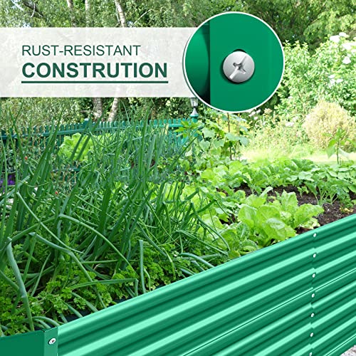6×3×2 ft Galvanized Metal Raised Garden Bed (6×3×2ft（Rectangular） / Green)