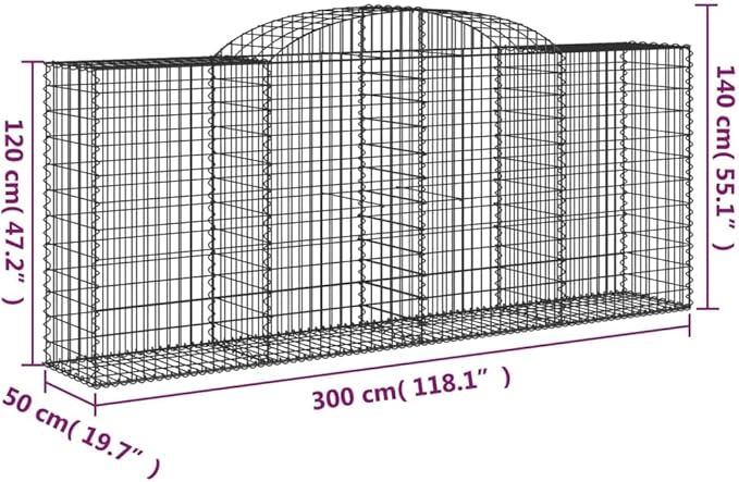 Gabion Basket Set of 3, Silver Galvanized Iron, Large Durable Outdoor Landscaping Fencing for Garden Raised Beds and Planter Boxes
