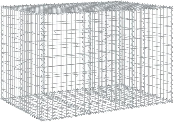 Galvanized Iron Gabion Basket with Cover 59.1"x39.4"x39.4" Outdoor Metal Planter Box for Raised Garden Bed, Landscaping, Stone Fence Wall Design
