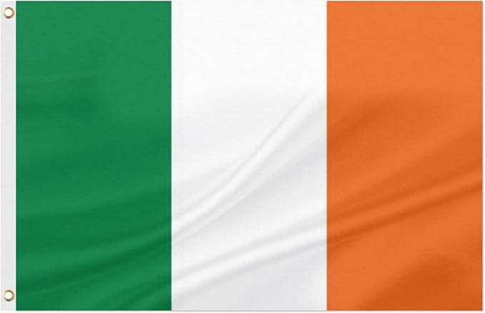ASUNO Ireland Flag 3 × 5 Feet Polyester Irish National Banner with 2 Brass Grommets Double Side Vivid Color Fade Resistant for Outside Garden Lawn Patio