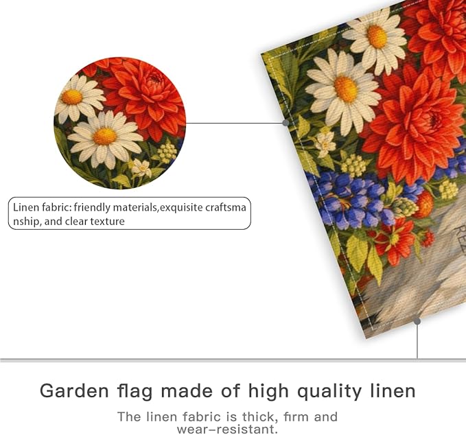 Patriotic Egret Garden Flag 28x40 Inch,USA Flag Floral Animal Outdoor Yard Red White Blue Decor,Double Sided Seasonal Lawn Porch Farm Independence Day Holiday Gift