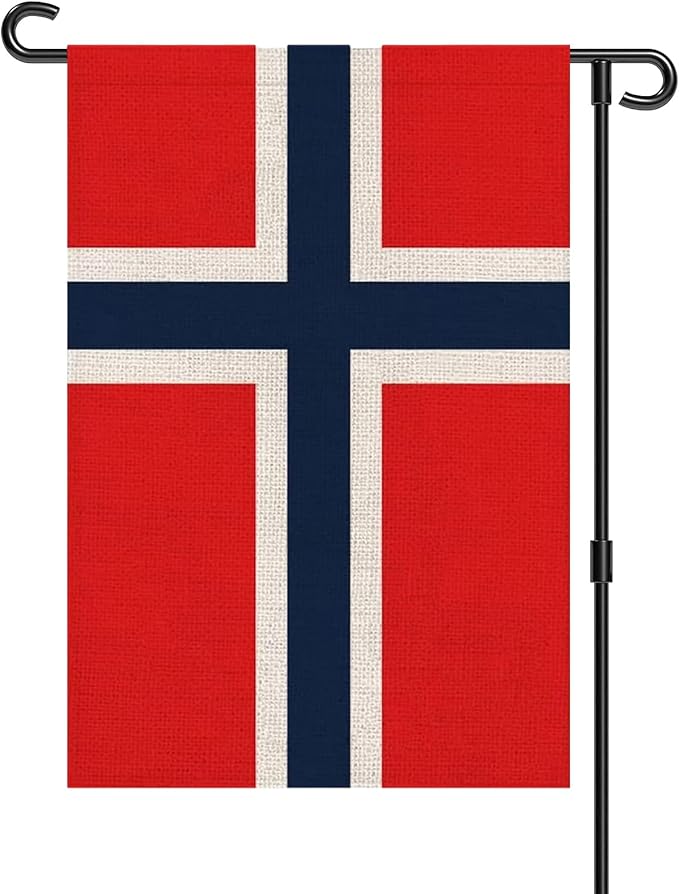 Norway Garden Flag 12 x 18 Inch, Norwegian Yard Flag Double Sided Burlap Outdoor Decor for Porch, Lawn, Mailbox, National Celebrations