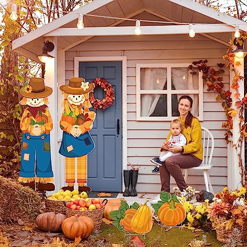 4 Pieces Fall Outdoor Decorations Scarecrow Yard Stake for Garden (Scarecrow)