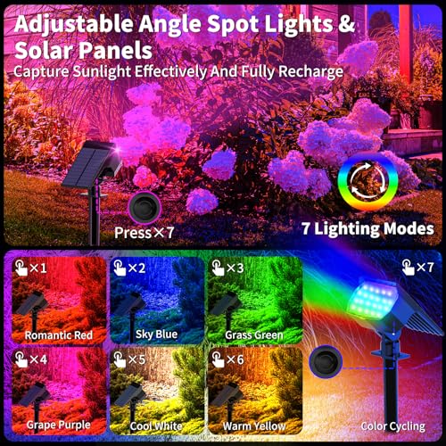 Solar Spot Lights Outdoor Spotlight Christmas 12 Pack Color Changing (Multicolor / 12 Pack)