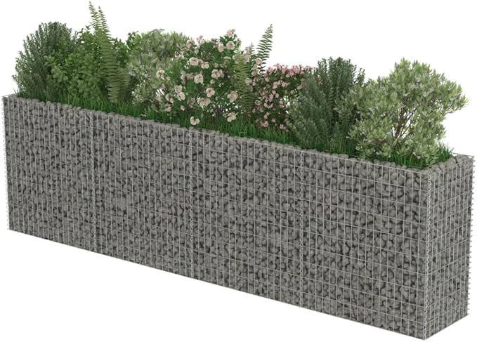 Gabion Raised Bed Galvanized Steel 141.7"x19.7"x39.4",Raised Garden Bed,Outdoor Planters for Flower Herb Garden