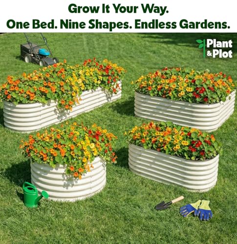 9-in-1 Galvanized Steel Raised Garden Bed // 8×2×1.5 ft Modular Planter for Gardening, Vegetables, Flowers // 18" Tall Metal Raised Garden Beds Outdoor (White) // Patented Design Planter Box (White / 8x2x1.5 ft)
