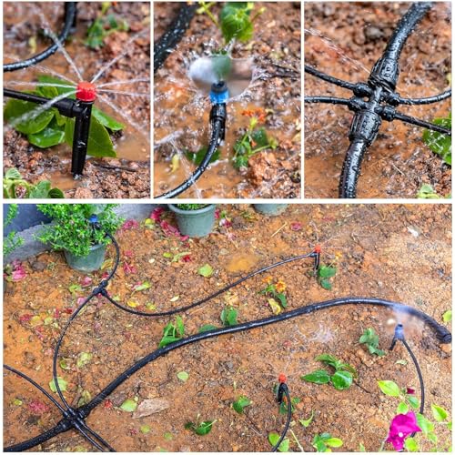 184FT Drip Irrigation System Kit (177FT (46FT 1/2 Inch+131FT 1/4 Inch）)