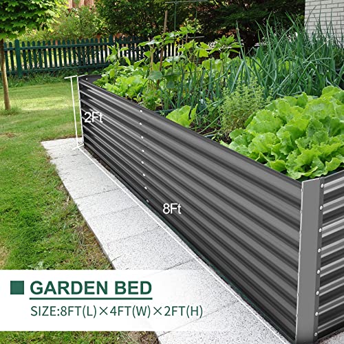 8×4×2 ft Galvanized Raised Garden Bed Kit (8×4×2ft（Rectangular） / 3-grey)