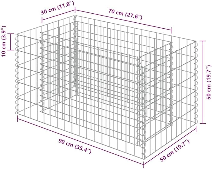 vidaXL Gabion Raised Bed Silver Galvanized Steel Medium Durable