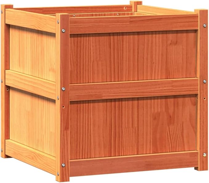 Garden Planters 2 pcs, Raised Flower Bed Standing Planter Garden beds Outdoor Gardening Box Suitable for Corridor Courtyard Nursery Orchard Wax Brown Solid Wood Pine