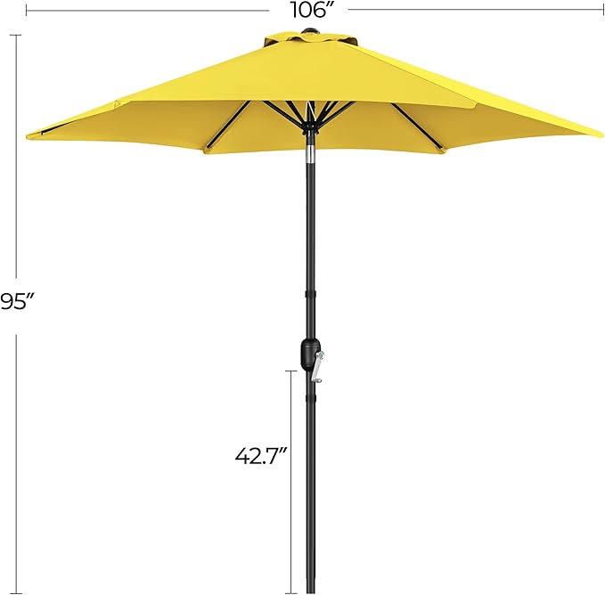 Yaheetech 9FT Patio Umbrella Outdoor with Heavy Duty Base Included,Table Umbrella with Push Button Tilt and Crank, UV Protection Waterproof for Yard/Outdoor/Wedding Parties and Events - Yellow