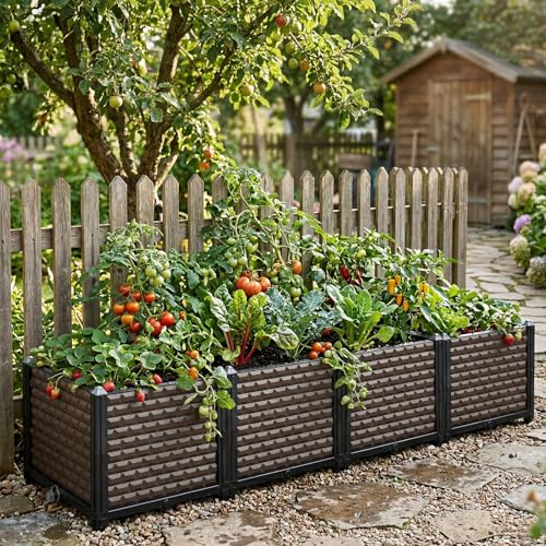 Large Planters for Outdoor Plants 14" Tall Planter Box (62.9"(l) X 15.7"(w) X 14.2"(h))