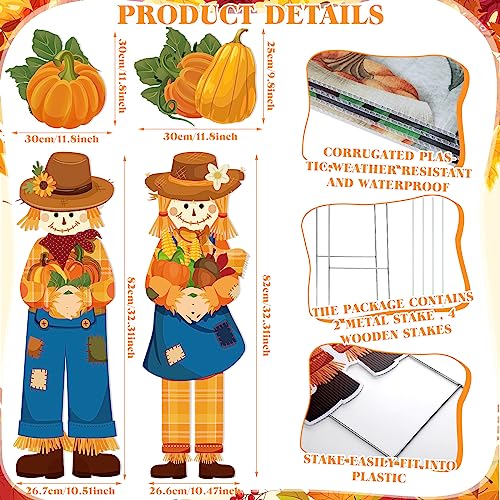 4 Pieces Fall Outdoor Decorations Scarecrow Yard Stake for Garden (Scarecrow)