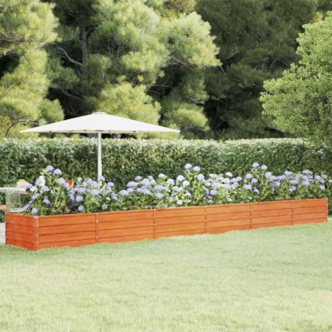 Garden Raised Bed, Rusty Corten Steel Planter Box, 236.2x31.5x17.7 Inch Large Tough Outdoor Planter for Vegetables, Herbs, Flowers, Patio, Balcony