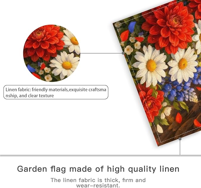 Patriotic Bald Eagle Garden Flag 28x40 Inch,USA Flag Floral Animal Outdoor Yard Red White Blue Decor,Double Sided Seasonal Lawn Porch Farm Independence Day Holiday Gift