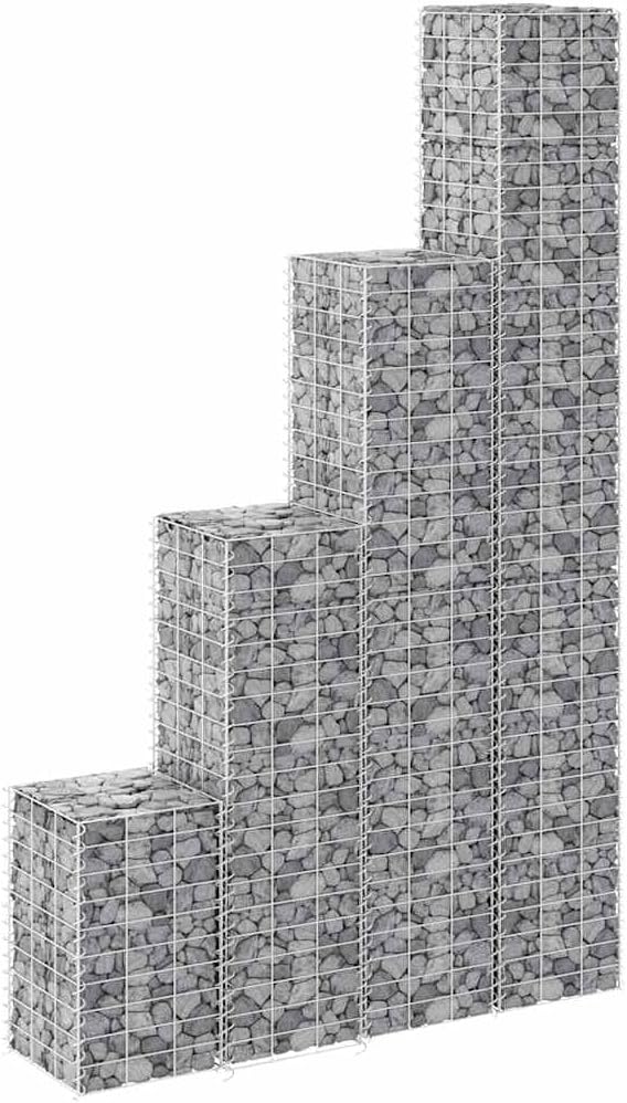 Gabion Raised Bed Silver Iron, 11.8x11.8x78.7 Inch Outdoor Metal Planter for Flowers & Vegetables, Powder-Coated
