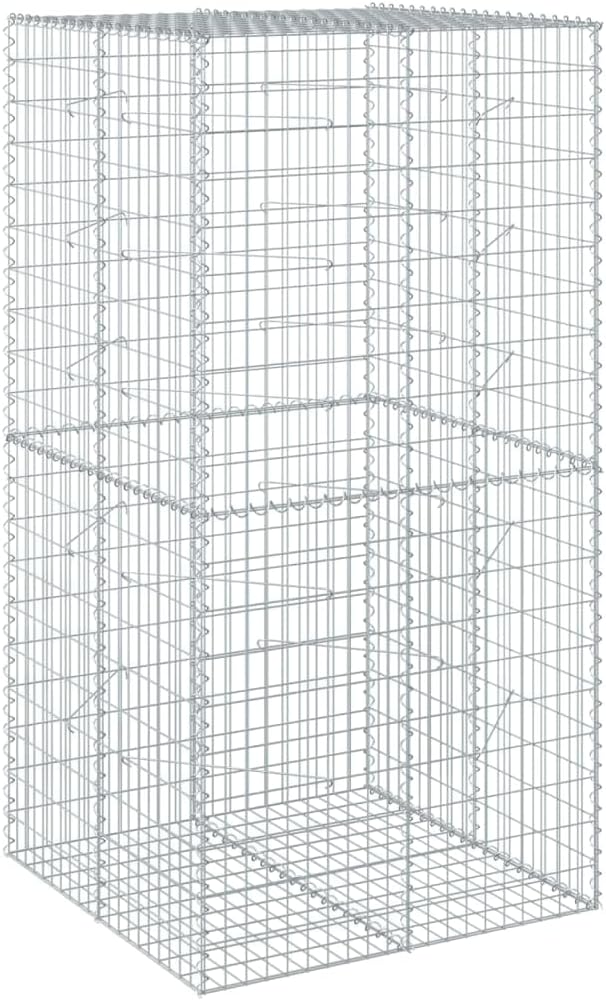 Galvanized Iron Gabion Basket with Cover 39.4"x39.4"x78.7" Outdoor Metal Mesh Planter Box for Raised Garden Beds, Decorative Walls & Landscaping