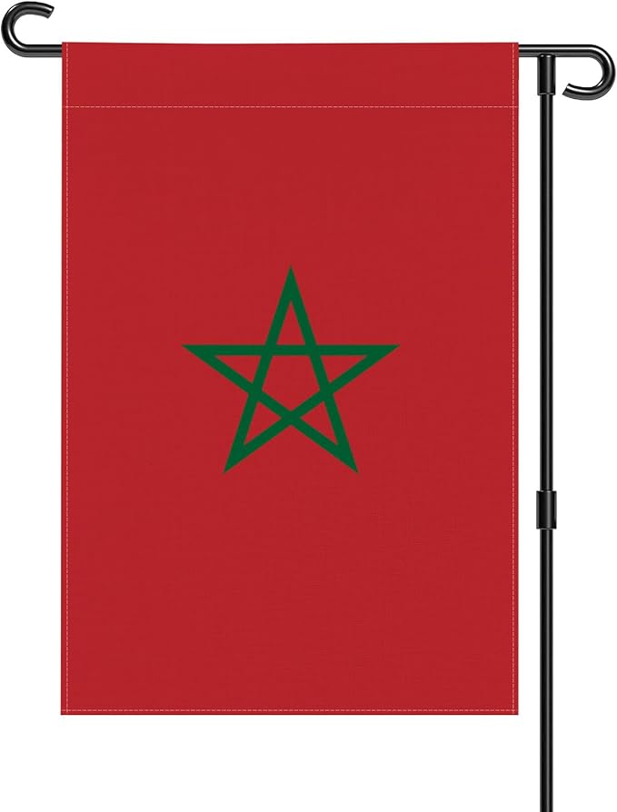 Morocco Garden Flag 12 x 18 Inch, Moroccan Yard Flag Double Sided Burlap Outdoor Decor for Porch, Lawn, Mailbox, National Celebrations