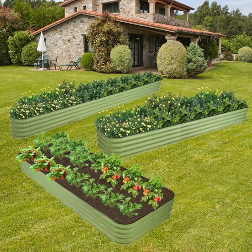 6-in-1 Modular Raised Garden Bed-8x3x1ft Adjustable 6 Sizes (Green / 8×3×1FT)