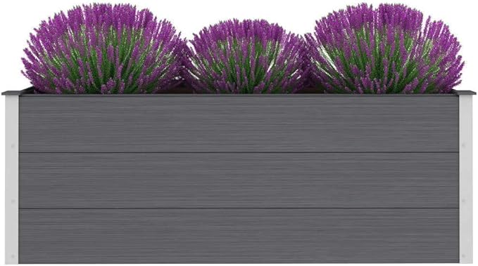 Garden Raised Bed WPC 59.1" x 19.7" x 21.3" Gray,Raised Garden Bed,Outdoor Planters for Flower Herb Garden