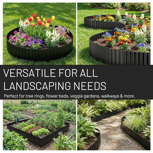 40FT x 8IN Flexible Corrugated Metal Garden Edging Roll (Black / 40FT × 8IN)
