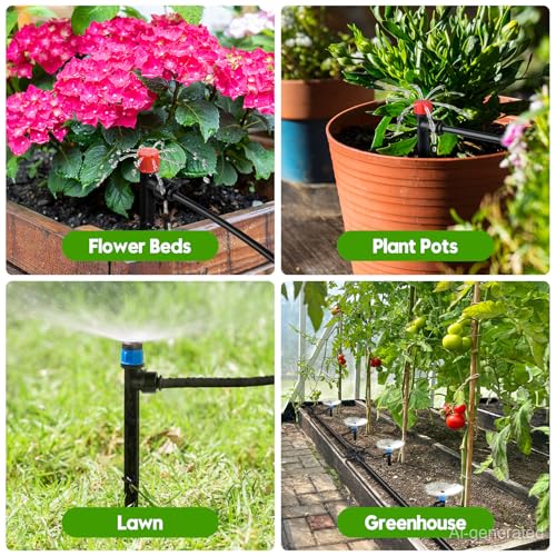 110FT Drip Irrigation System Kit (17FT Main tube+ 93FT 1/4'' tube)