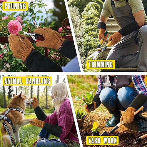 Rose Pruning Gloves for Men Women (Caramel Brown / Medium (Pack of 1))