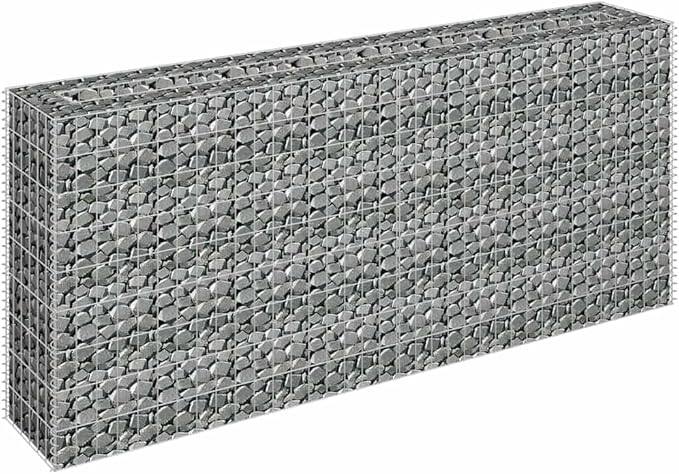 Gabion Raised Bed, Silver Galvanized Steel, Large Rectangular Outdoor Planter Box, 70.9x70.9x35.4 Inches, Durable Garden Bed for Outdoor Plants