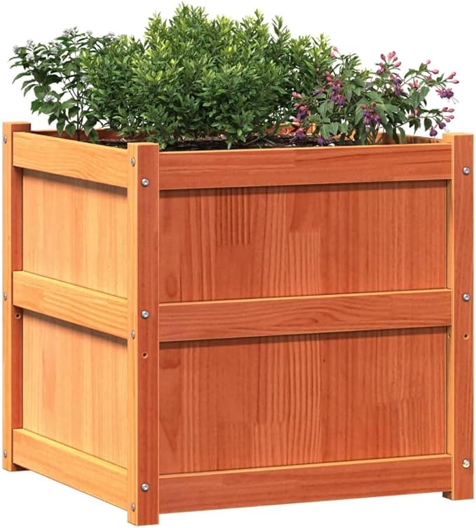 Garden Planters 2 pcs, Raised Flower Bed Standing Planter Garden beds Outdoor Gardening Box Suitable for Corridor Courtyard Nursery Orchard Wax Brown Solid Wood Pine