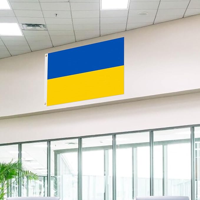 ASUNO Ukraine Flag 3 × 5 Feet Polyester Ukrainian National Banner with 2 Brass Grommets Double Side Vivid Color Fade Resistant for Outside Garden Lawn Patio