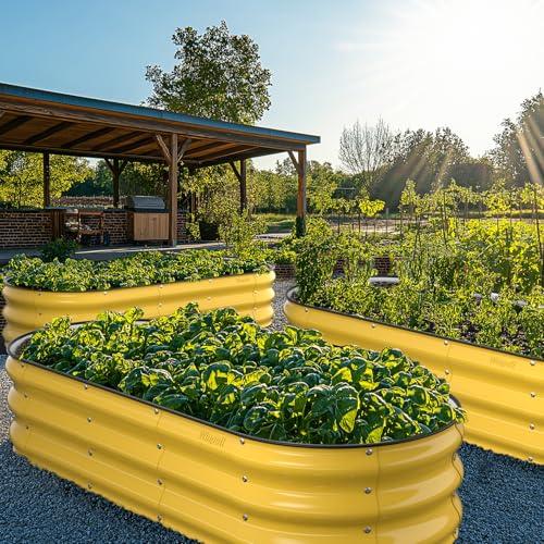 Raised Garden Bed Kit (Cream Yellow / 5×2×1 ft)