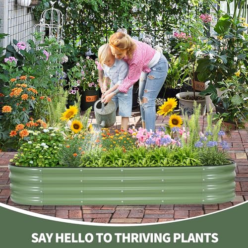 Galvanized Raised Garden Bed (Green / 6×2×1ft（1pcs）)