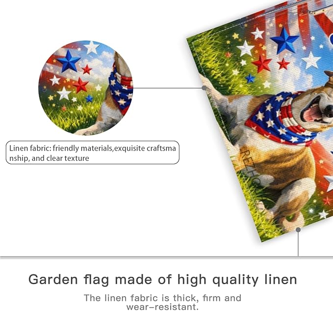 Patriotic Greyhound Garden Flag 12x18 Inch,American Independence Day Outdoor Yard USA Flag Funny Animal,Red White Blue 4th of July Lawn Porch Double Sided Outside Decor