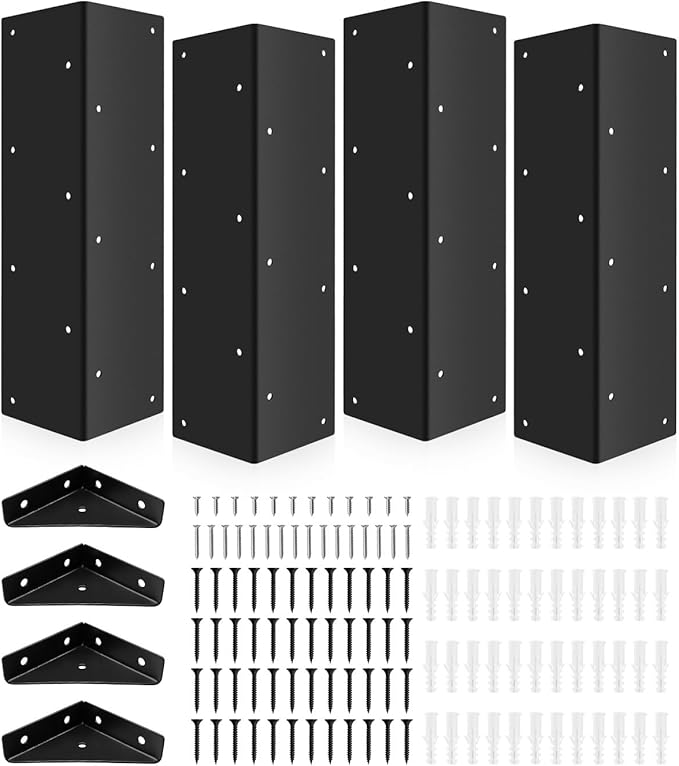 4 Pcs Garden Bed Corner Brackets with Corner Codes, 11" x 3" x 3" Rust Resistant Metal Raised Bed Brackets for Planter Box, Raised Bed Corners Connectors with Securing Lip Fits Wooden Garden Edging Fu