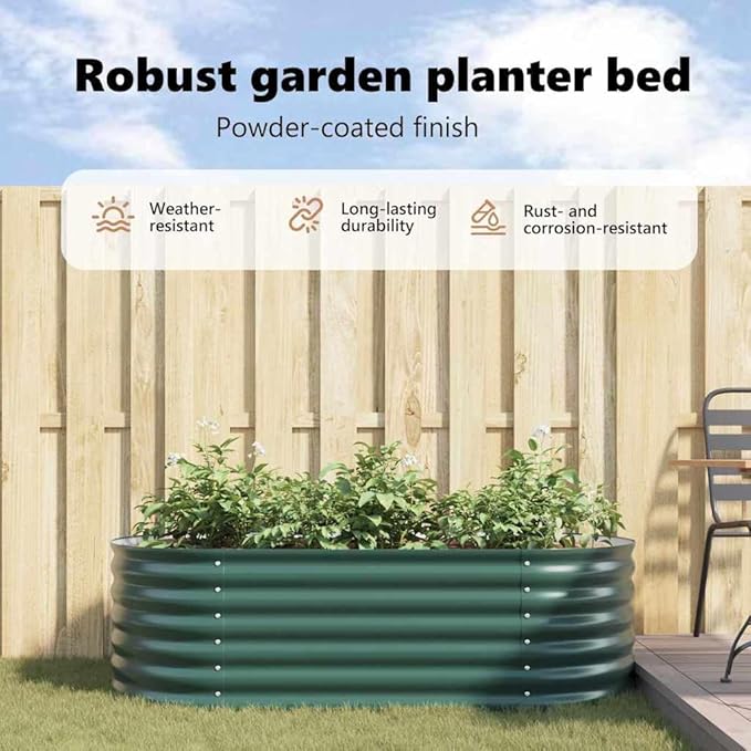 vidaXL Green Garden Raised Bed 63 x 31.5 x 17.3 in Made of Galvanized Steel with Modern Design for Outdoor Use Planter Container for Vegetable Flower Herb Gardening Patio