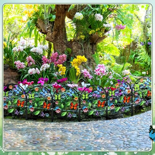 6 Pack Butterfly Garden Fence 16.5" H x 11.8" W Metal Border (Butterfly)