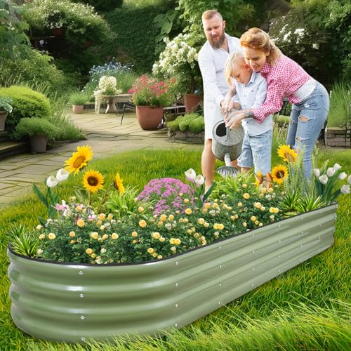 Galvanized Raised Garden Bed Outdoor (Green / 8×2×1ft（1pcs）)