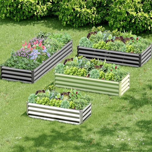 2PCS 6x3x1FT Galvanized Raised Garden Bed (6x3x1(2PCS) / Gray)