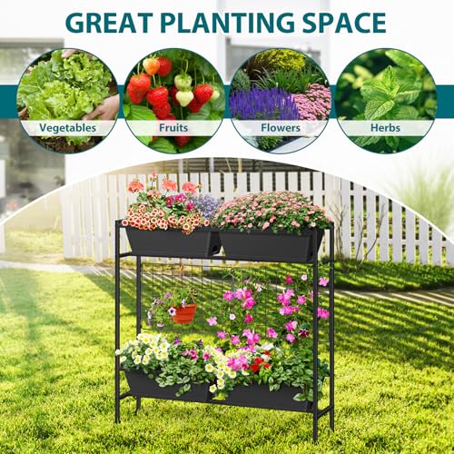 Raised Garden Beds Outdoor with Legs 32" Tall Herb Garden Planters Box Raised Flower Beds for Gardening (Gray)
