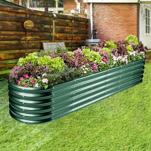8×2×1.5ft Galvanized Raised Garden Bed Kit (Green / 8x2x1.5ft)