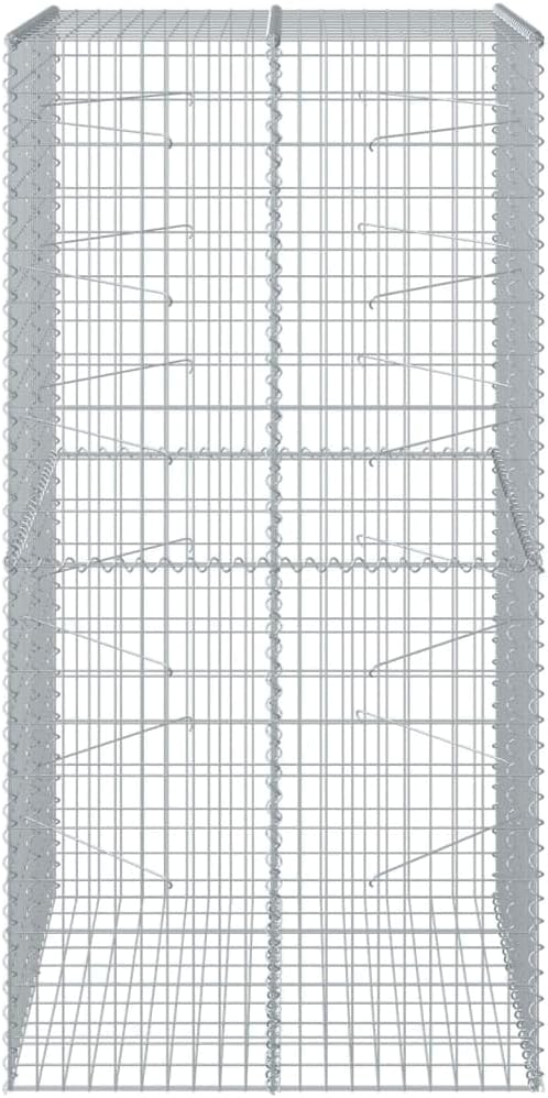 Gabion Basket 39.4x39.4x78.7 in Silver Galvanized Iron Wire Planter for Outdoor Garden Decor Modern Retaining Wall Stone Cage for Patio Backyard