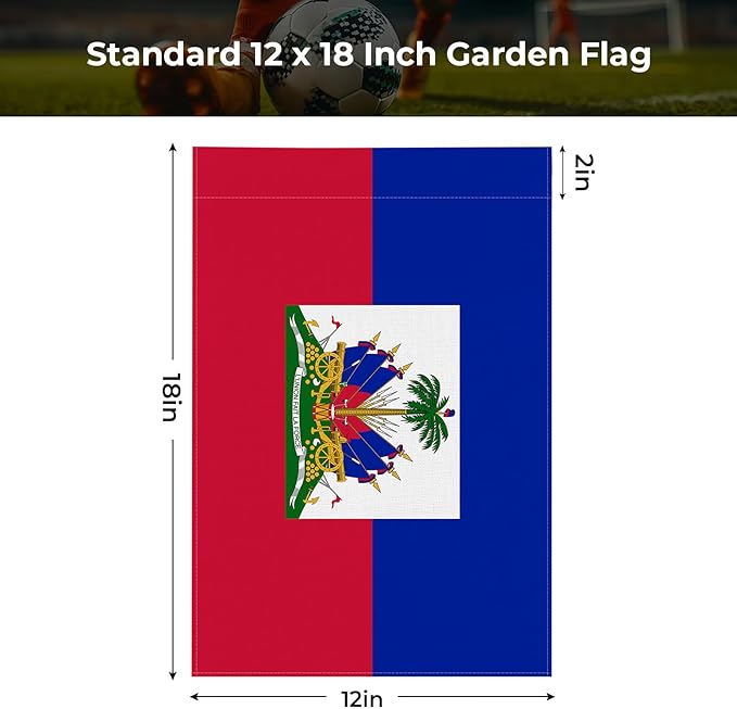 Haiti Garden Flag 12 x 18 Inch, Haitian Yard Flag Double Sided Burlap Outdoor Decor for Porch, Lawn, Mailbox, National Celebrations