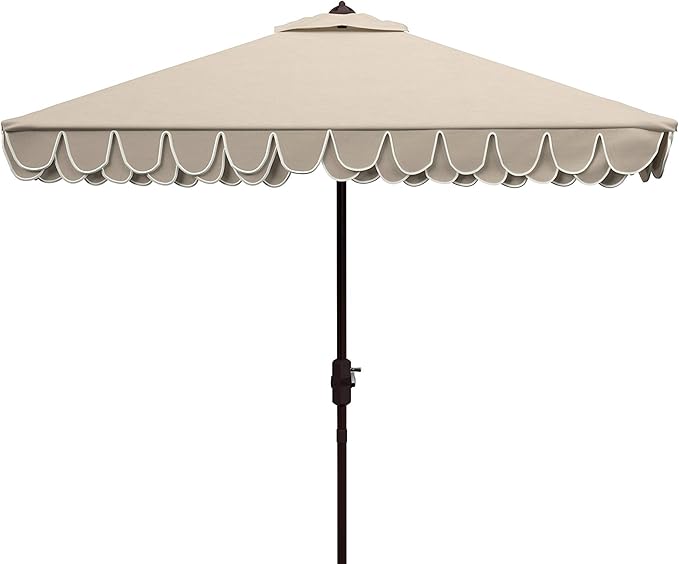 Safavieh Outdoor Elegant Valance White and Black 7'6" Square UV Protected Umbrella, White/Black