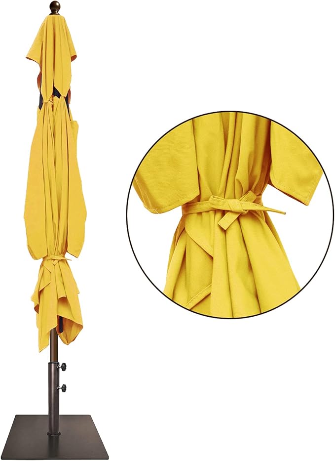 EliteShade USA 10-Year-Non-Fading 6.5x10Ft Rectangular Market Umbrella Patio Umbrella Outdoor Table Umbrella with Ventilation(Sunflower Yellow)