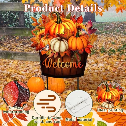 Fall Metal Stakes Yard Decor (Stylish)