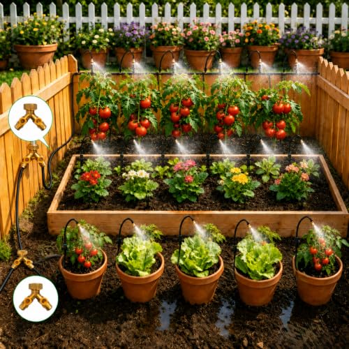 320FT Drip Irrigation System with Brass Splitter & Copper Nozzles (320FT)