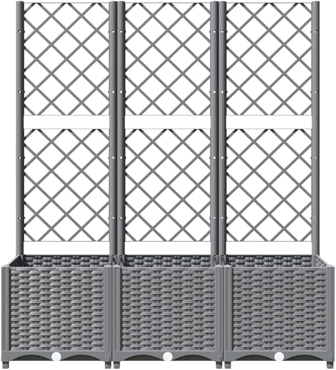 Garden Planter with Trellis Light Gray 47.2"x15.7"x53.5" PP Raised Garden Bed for Outdoor Plants, Elevated Planter Box, Garden Raised Bed for Flowers and Vegetables