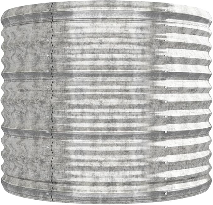Garden Raised Bed Silver Powder-Coated Steel, Large Oval Outdoor Planter for Vegetables, Herbs, Flowers, 116.5 x 31.5 x 26.8 Inch
