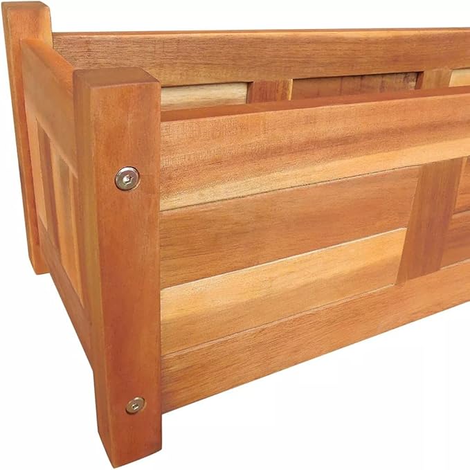 Outdoor Garden Raised Planter Box, Backyard Patio Planter Raised Beds for Flowers, Herbs, Fruits Garden Raised Bed Acacia Wood 29.9"x10.9"x9.8" [Lightning Shipping]