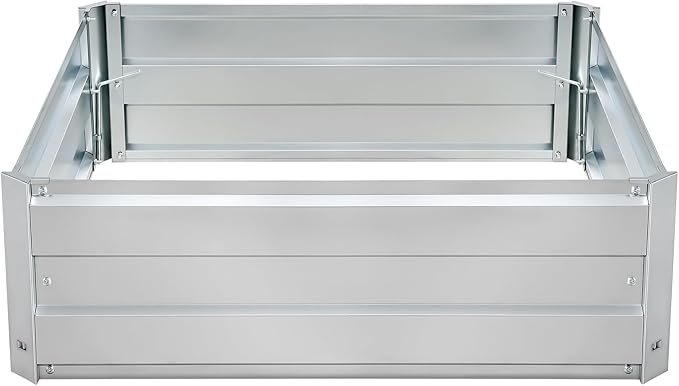 Galvanized Raised Garden Bed Outdoor for Flowers Vegetables Herb, 3×3×1FT Large Heavy Metal Planter Box Designed Kit, Easy DIY and Cleaning